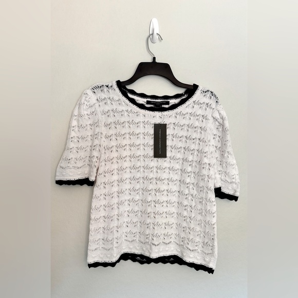 NWT French Connection Open Knit Short Sleeve Top - Size Large - Picture 1 of 7